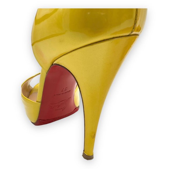 [relisted] Christian Louboutin Bright Yellow Peep Toe Heels - Picture 10 of 11
